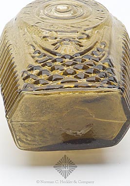 "Jared / Spencer" In A Medallion Above Diamond Diapering - "Manchester / Con." In A Medallion Above Diamond Diapering Decorative Flask, GX-24