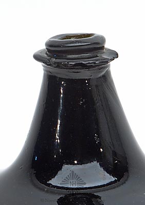 Early Black Glass Onion Bottle, Form similar to RD figure 58 pg. 67