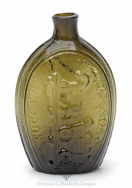 "Success To The Railroad" With Horse And Cart - Horizontal Eagle Historical Flask, GV-8