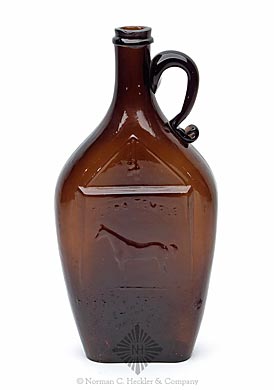 "Flora Temple / (Full Figure Of Horse) / Harness Trot 2.19 3/4 / Oct. 15. 1859" - Reverse Plain Handled Pictorial Flask, GXIII-19