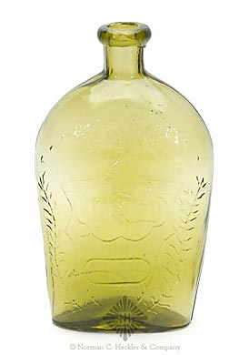 Clasped Hands - Eagle With Banner "E.Wormser & Co / Pittsburgh / PA" Historical Flask, GXII-15