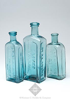 Lot Of Three Pontiled Medicine Bottles, PME pg. 1, 107, and 211