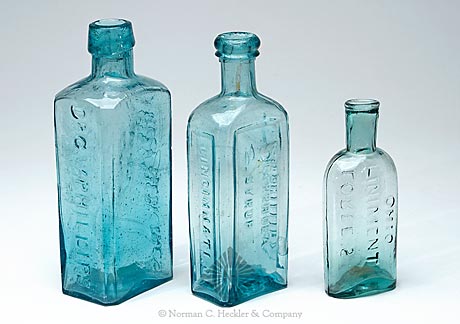 Lot Of Three Pontiled Medicine Bottles, PME pg. 229 and 279
