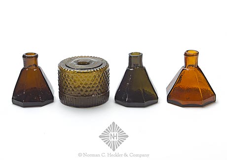 Lot Of Four Ink Bottles And Inkwell, GII-18F, C #141, and similar to C #180