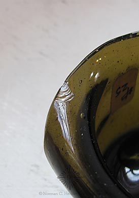 Freeblown Glass Hat Whimsey, Similar in form and construction to McK plate 75, #16
