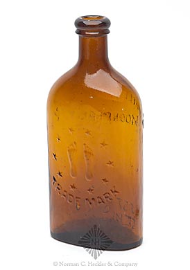 "Connell's Brahminical / Moon Plant / East Indian / Remedies" - "(Motif Of Stars Around Two Feet) / Trade Mark" Medicine Bottle, AAM pg. 113