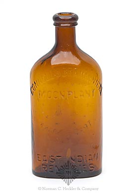 "Connell's Brahminical / Moon Plant / East Indian / Remedies" - "(Motif Of Stars Around Two Feet) / Trade Mark" Medicine Bottle, AAM pg. 113