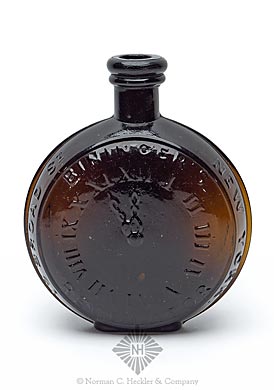 "Bininger's / (Motif Of Clock) / Regulator / 19 Broad Street / New York" Figural Whiskey Bottle, GXIII-87
