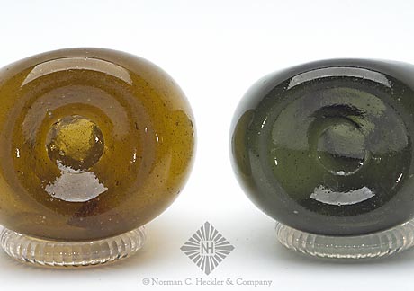 Two Freeblown Chestnut Bottles