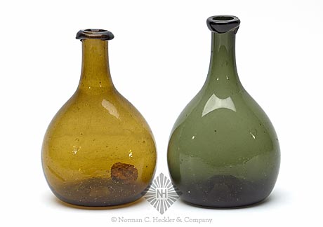 Two Freeblown Chestnut Bottles