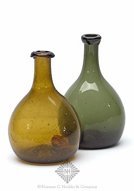 Two Freeblown Chestnut Bottles