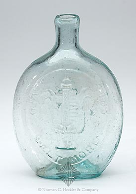 "Baltimore" And Monument - "Corn For The World" And Ear Of Corn Historical Flask, GVI-6
