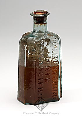 "Oldridges / Balm / Of Columbia" - "For Restoring / Hair / Philadelphia" Medicine Bottle