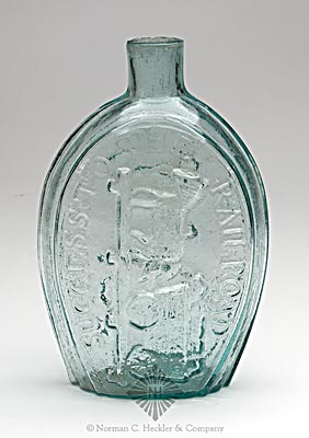 "Success To The Railroad" And Horse And Cart Historical Flask, GV-3