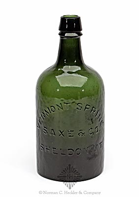 "Vermont Spring / Saxe & Co. / Sheldon, VT." Mineral Water Bottle, T #V-21A Type 1