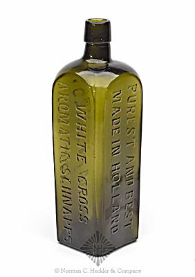 "White Cross / Aromatic Schnapps / Lucas Lock & Co / Agents, Sydney / Purest And Best / Made In Holland" Liquor Bottle