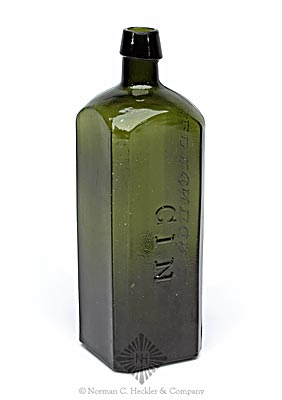 "Old London Dock / Gin / A. M. Bininger & Co. / No. 19 Broad St N. Y." Gin Bottle, Similar to H #2010
