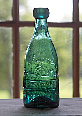 "Crystal Palace / Premium / Soda Water / W. Eagle / New York" - "(Crystal Palace) / Union Glass Works / Phila" Soda Water Bottle, Similar to MW color plate XIV, #1