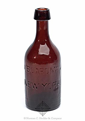 "J. Boardman / New York." - "Mineral Waters / B / This Bottle / Is Never Sold" Mineral Water Bottle