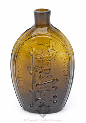 "Success To The Railroad" And Horse And Cart Historical Flask, GV-6