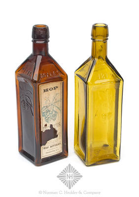 Two "Doyles / Hop / Bitters / 1872" Figural Bottles, R/H #D-93