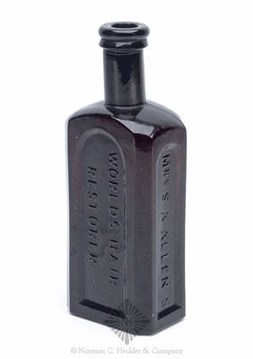 "Mrs S. A. Allen's / Worlds Hair / Restorer / New York." Medicine Bottle, AAM pg. 22