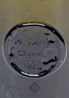 "W Leman / Chard. / 1771." Sealed Wine Bottle, ASB pg. 746