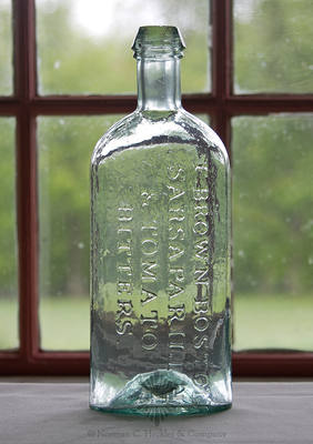 "F. Brown Boston / Sarsaparilla / & Tomato / Bitters." Bottle, R/H #S-36