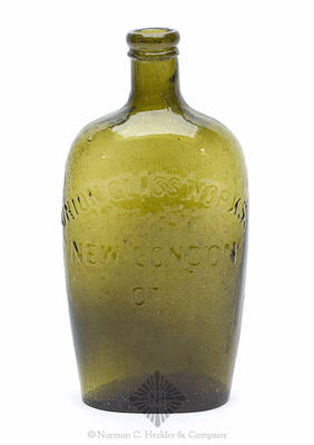 "Union Glass Works / New London / Ct" - Reverse Plain Lettered Flask, GXV-23