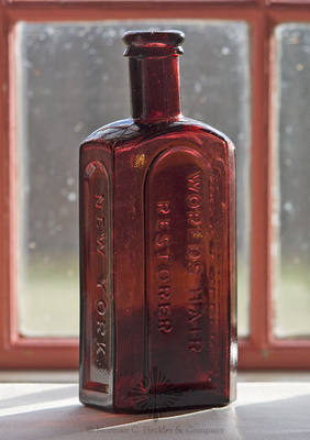 "Mrs S.A. Allen's / Worlds Hair / Restorer / New York" Medicine Bottle, AAM pg. 21