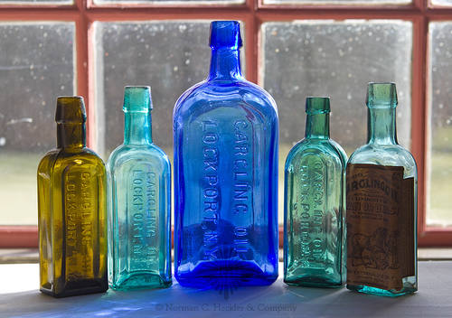 Lot Of Five "Gargling Oil / Lockport, N.Y." Medicine Bottles, AAM pg. 350