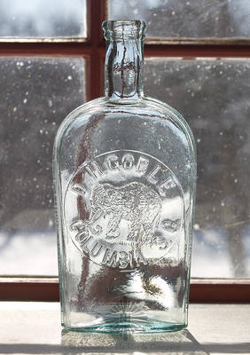 "D.H. Goble / (Elephant) / Columbia, S.C." Pictorial Whiskey Flask