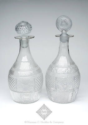 Two Blown Three Mold Decanters, GIII-5 and GIII-26, Type 3 and Type 23 stoppers
