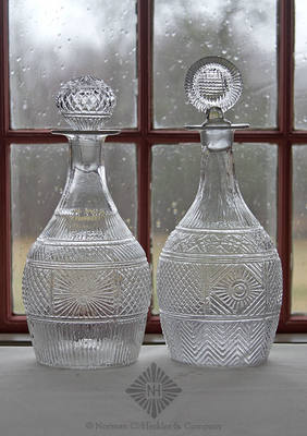 Two Blown Three Mold Decanters, GIII-5 and GIII-26, Type 3 and Type 23 stoppers