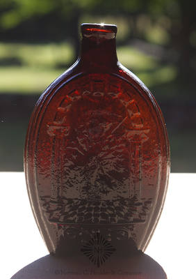 Masonic Arch And Emblems - Eagle And "Zanesville / Ohio / J. Shepard & Co." Historical Flask, GIV-32