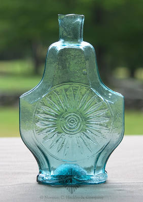 "M'Carty & Torreyson / Manufacturers / Wellsburg, VA," - Sunburst Design Scroll Flask, GIX-48