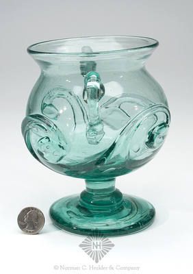 Large Freeblown Lily Pad Decorated Handled Sugar Bowl