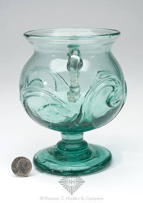 Large Freeblown Lily Pad Decorated Handled Sugar Bowl