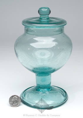 Freeblown Covered Sugar Bowl, Similar form to McK plate 19, #1