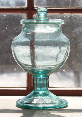 Freeblown Covered Sugar Bowl, Similar form to McK plate 19, #1