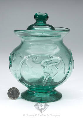 Freeblown Covered Lily-Pad Sugar Bowl, Similar to McK plate 68, #14 and P fig. 113
