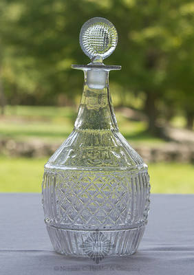 "Rum" Embossed Blown Three Mold Decanter, GII-27, Type 23 stopper