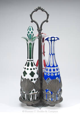 Cut Overlay Decanters And Caddy, Similar form and construction techniques are noted in B/K #5018