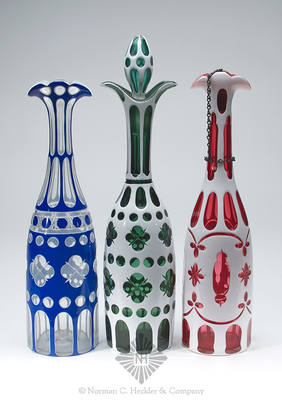 Cut Overlay Decanters And Caddy, Similar form and construction techniques are noted in B/K #5018