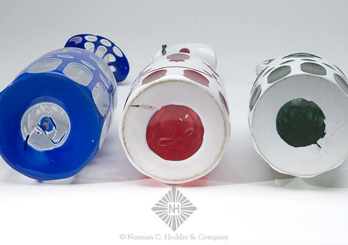 Cut Overlay Decanters And Caddy, Similar form and construction techniques are noted in B/K #5018