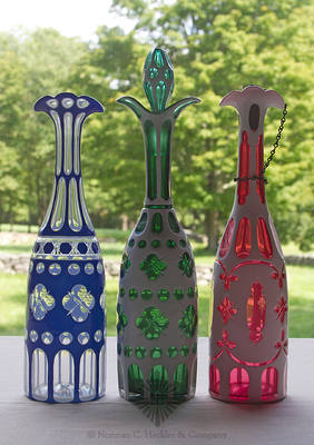 Cut Overlay Decanters And Caddy, Similar form and construction techniques are noted in B/K #5018