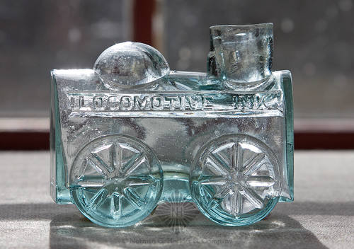 "Locomotive Ink" - "Trade Mark Reg'd" Figural Ink Bottle, C #714