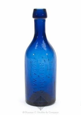 "Superior / Soda Water" - Eagle On Shield With Crossed Flags Soda Water Bottle
