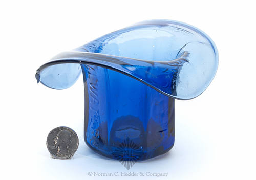 "J. Boardman & Co / New York / Mineral Waters / This Bottle / Is Never Sold" Soda Water Bottle Mold Glass Hat Whimsey