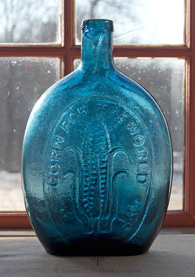 "Baltimore" And Monument - "Corn For The World" And Partially Husked Ear Of Corn Historical Flask, GVI-4
